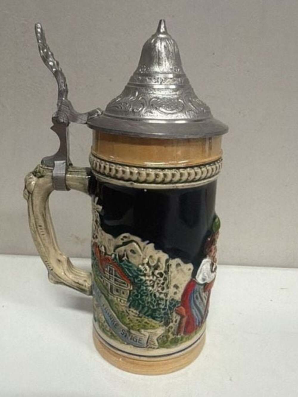 Vintage Titisee Schwarzwald 8 Oz West Germany Beer Stein with Pewter Hinged Lid